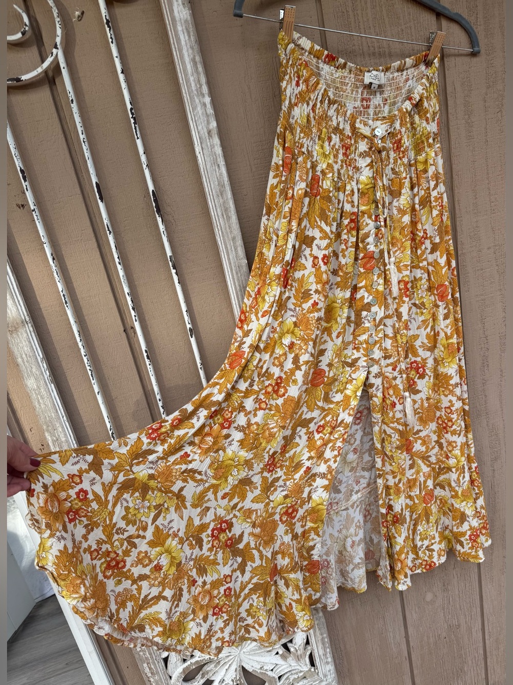 Gypsy Rachel Zoe Floral Button-Front Maxi Skirt Medium boho